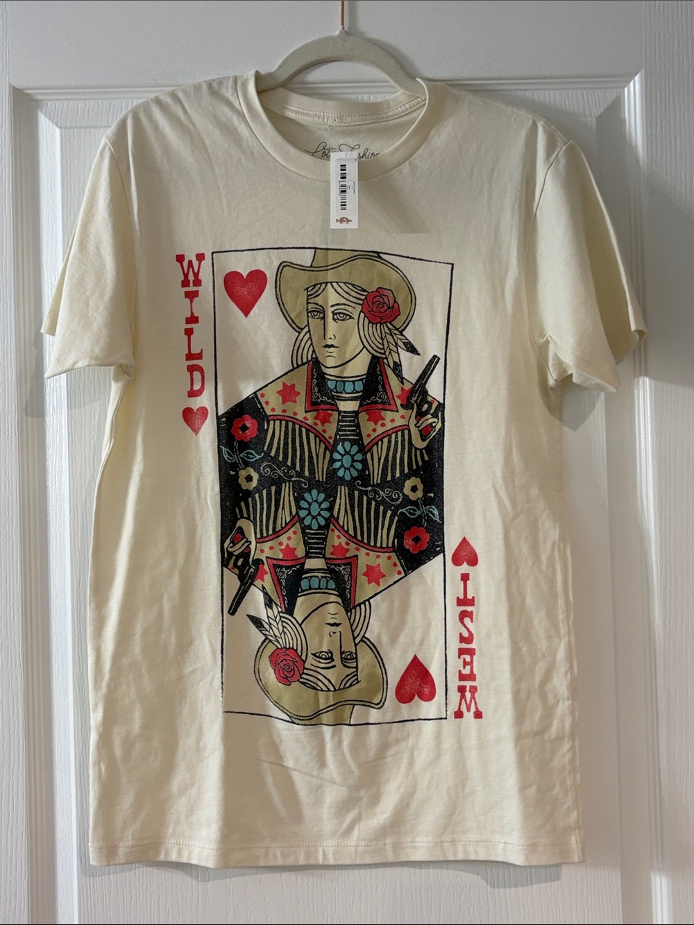 Cream Graphic Wild West Playing Card Short Sleeve Tee